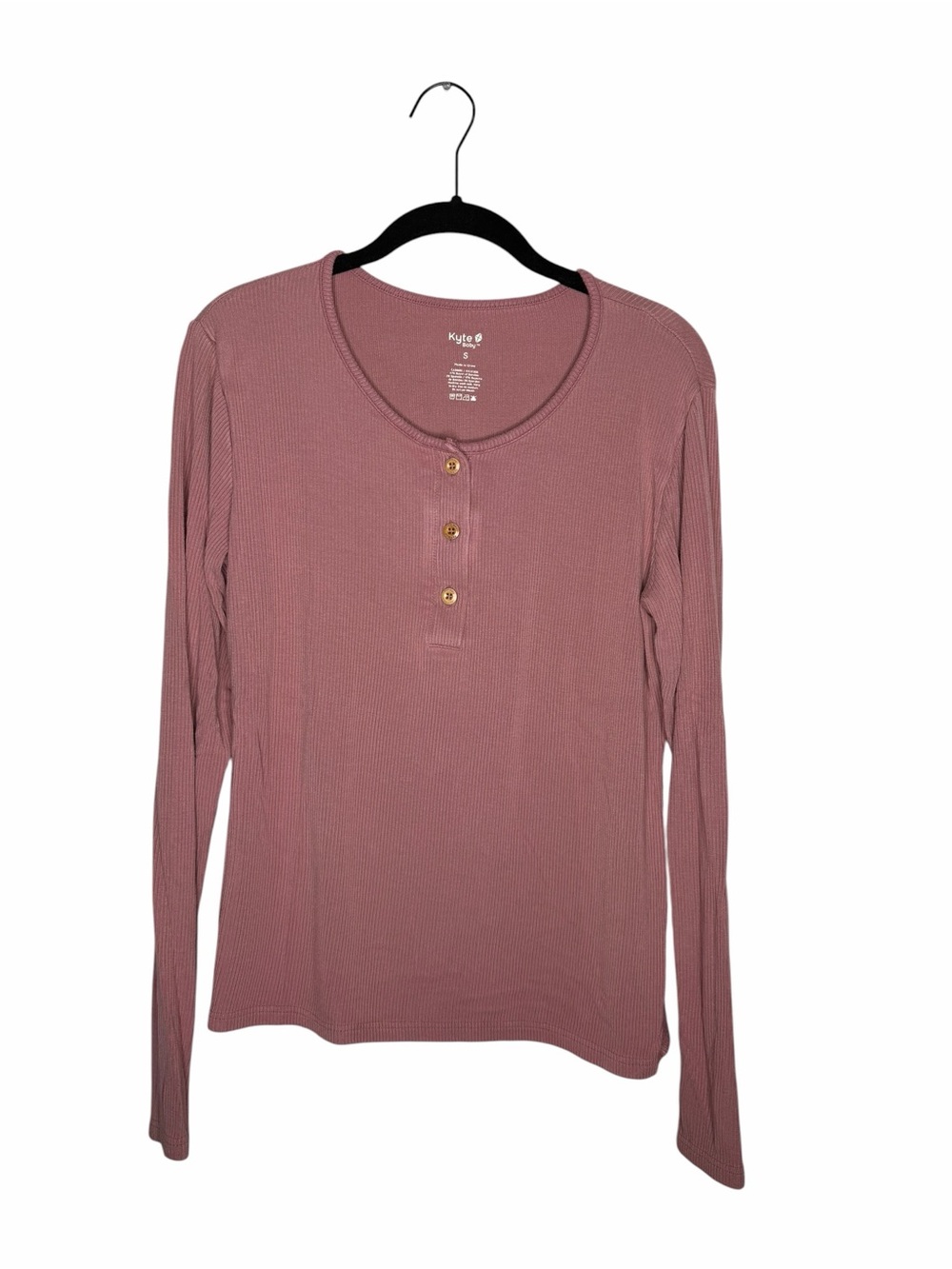 KYTE BABY / blush pink ribbed long sleeve henley pajama top / S